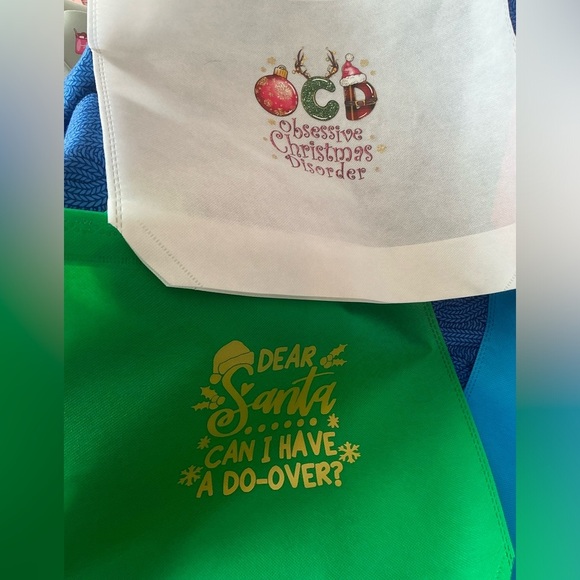 Hand Pressed Set of 4 Holiday Reusable Gift Bags! - Picture 2 of 3